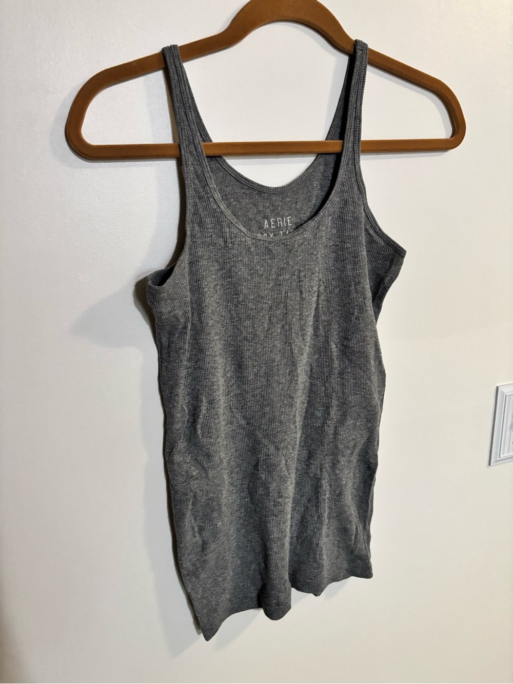 aerie Charcoal Ribbed Scoop Neck Tank Top